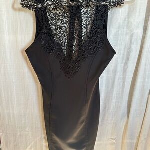 Arden B Black Backless Lace Dress